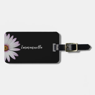 Black and White Daisy Personalised Luggage Tag