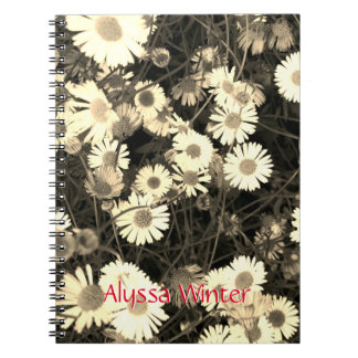 Black and white daisy photograph  notebook