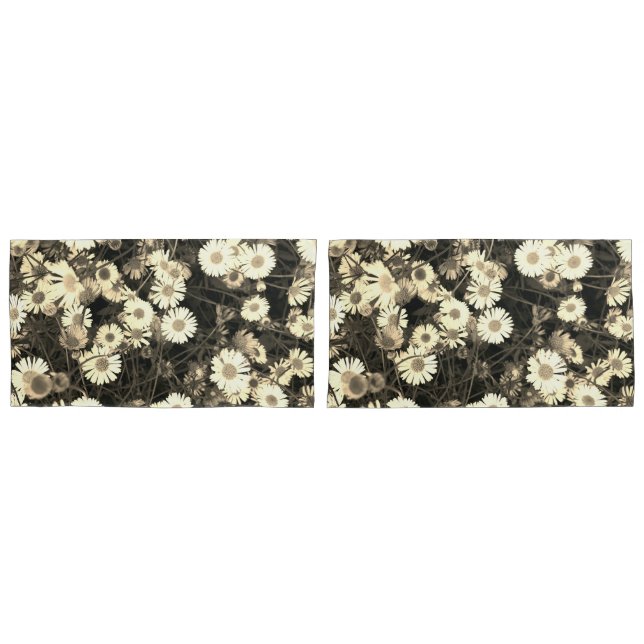 Black and white daisy photograph pillowcase (Front-Set)