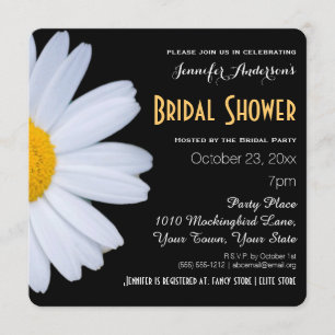 Black and White Daisy Theme Bridal Shower Invitation