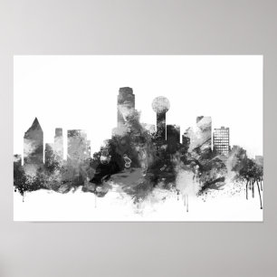 Black and White Dallas Skyline Print