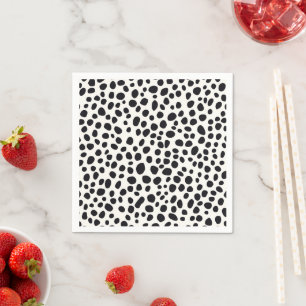 Black and White Dalmatian Dog Abstract Pattern Napkin