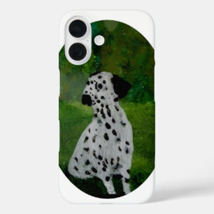 Black and White Dalmatian Dog Art iPhone 16 Case