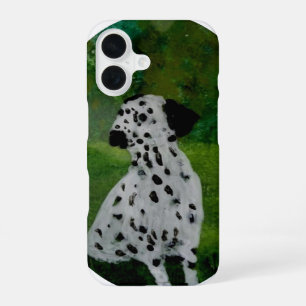 Black and White Dalmatian Dog Art iPhone 16 Case