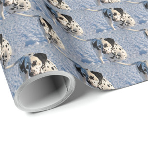 Black and White Dalmatian Dog Snowy Day Wrapping Paper