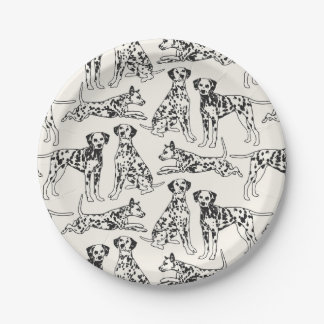 Black and White Dalmatian Dogs Paper Plate