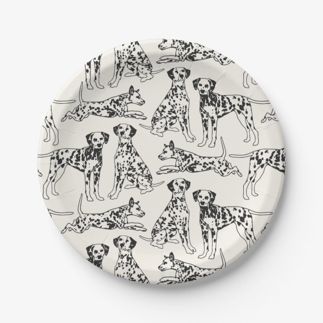 Black and White Dalmatian Dogs Paper Plate (Front)