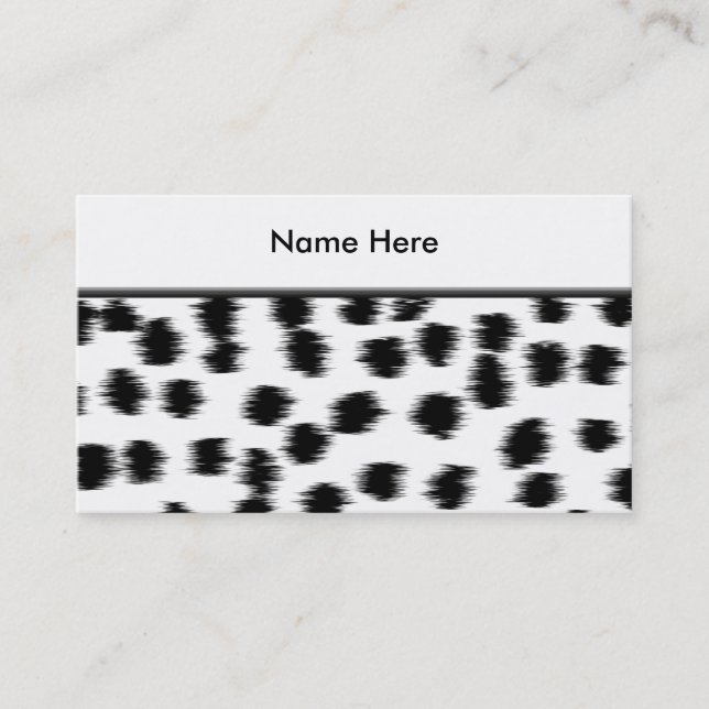 Black and White Dalmatian Print Pattern. Business Card (Front)