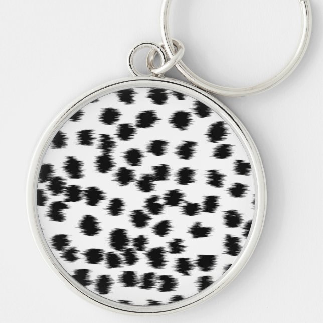 Black and White Dalmatian Print Pattern. Key Ring (Front)