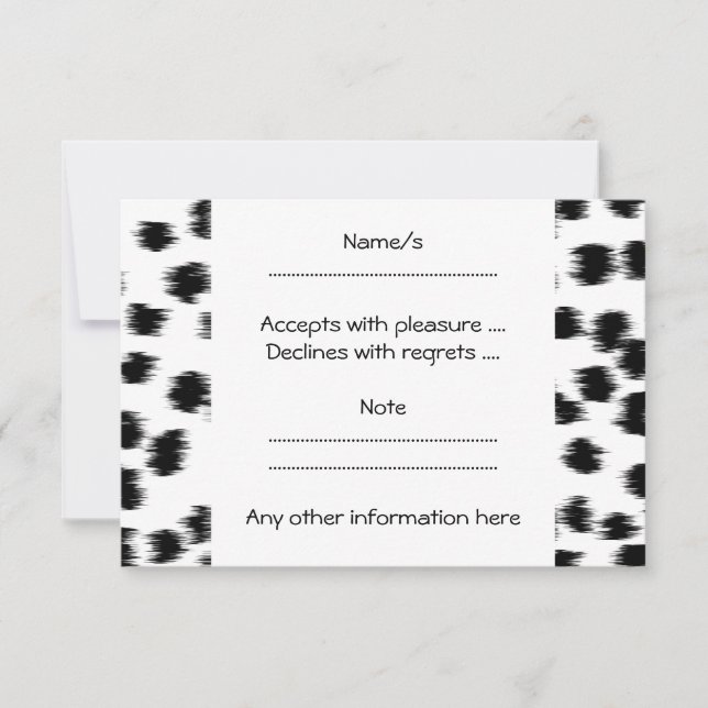 Black and White Dalmatian Print Pattern. RSVP Card (Front)