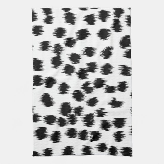 Black and White Dalmatian Print Pattern. Tea Towel (Vertical)