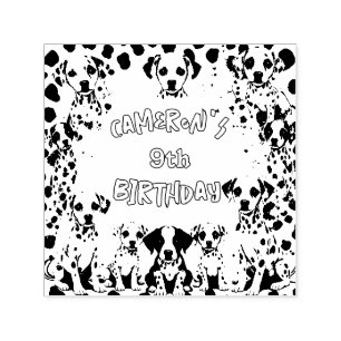 Black and White Dalmatian Puppy Birthday Party Self-inking Stamp