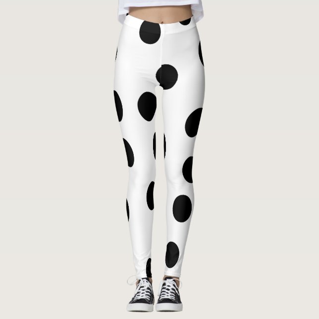 black_and_white_dalmatian_spot_pattern leggings (Front)
