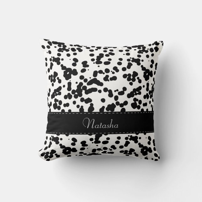 Black and White Dalmatian Spots Cushion (Front)