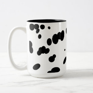 Black and White Dalmatian Spots Dog Fur  Two-Tone Coffee Mug