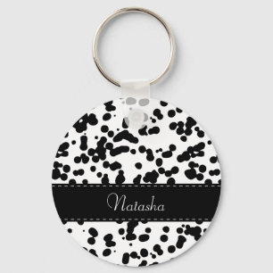 Black and White Dalmatian Spots Key Ring