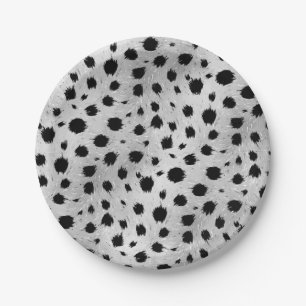 Black and White Dalmatian Spots Pattern Paper Plate