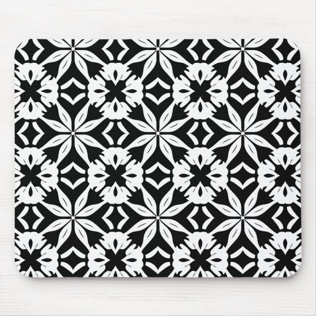 Black and white Damascus pattern Mouse Mat (Front)