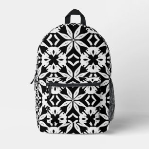 Black and white Damascus pattern Printed Backpack
