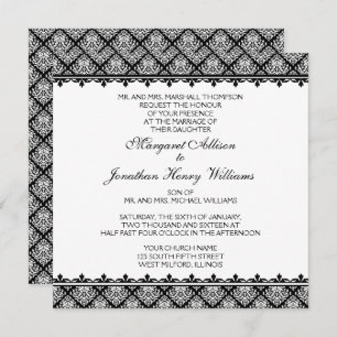 Black and White Damask 1 Invitation