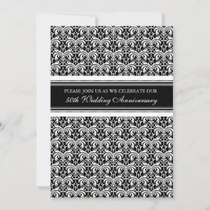 Black and White Damask 50th Anniversary Party Invitation