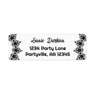 Black and White Damask Address