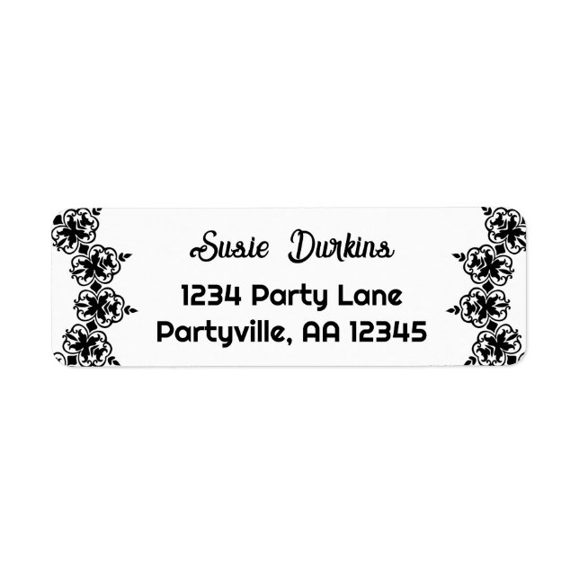 Black and White Damask Address (Front)