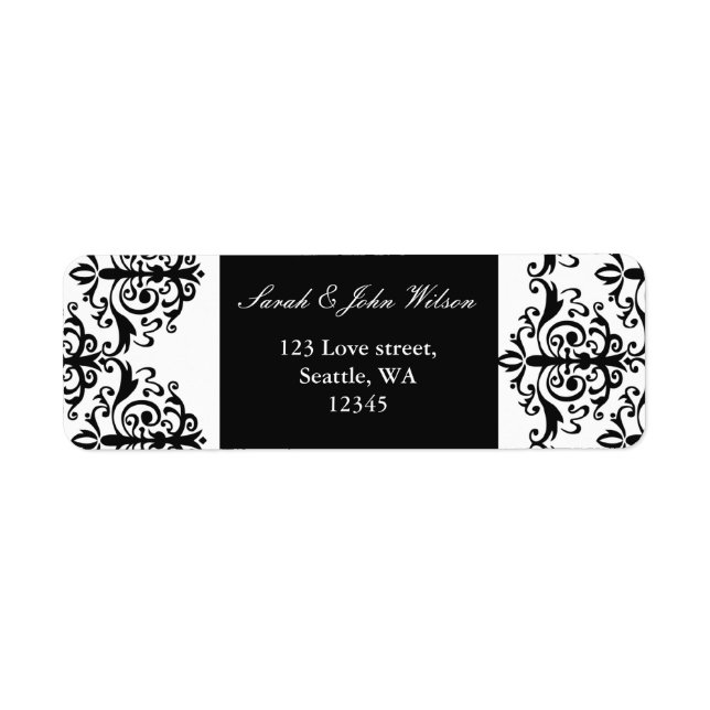 black and white damask address (Front)
