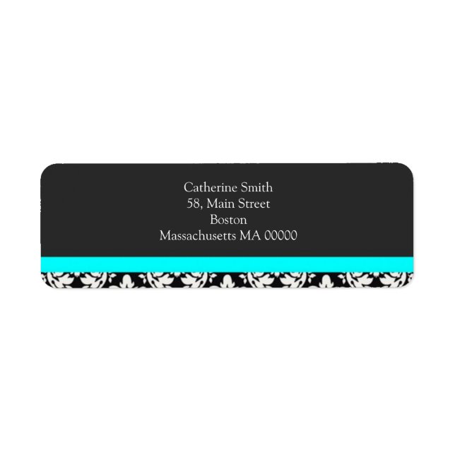 Black and White Damask Address Labels (Front)