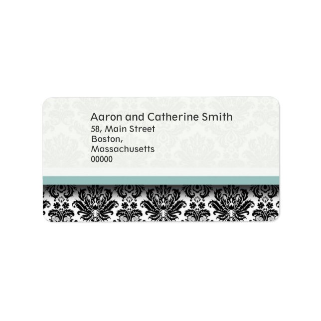 Black and White Damask Address Labels with Tiffany (Front)