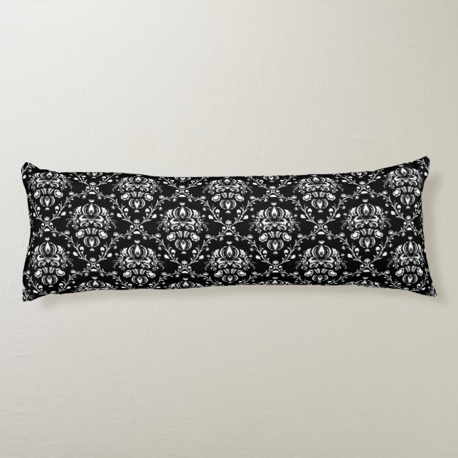 Black and White Damask Body Cushion (Back)
