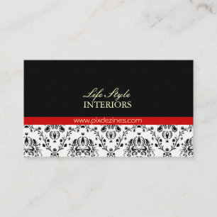 Black and White Damask Business Card