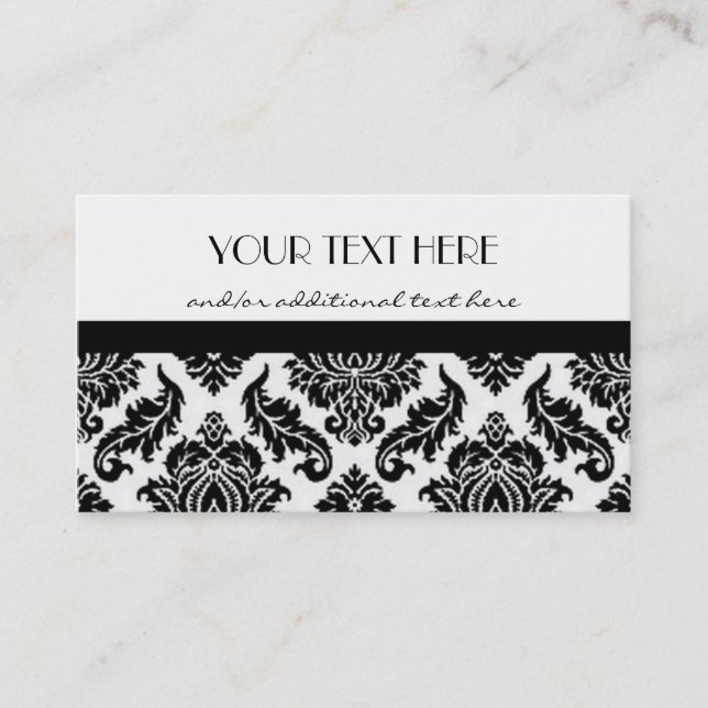 Black and White Damask Business Card (Front)