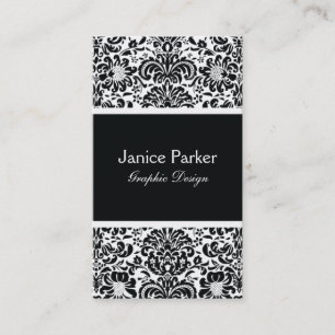 Black and White Damask Business Card