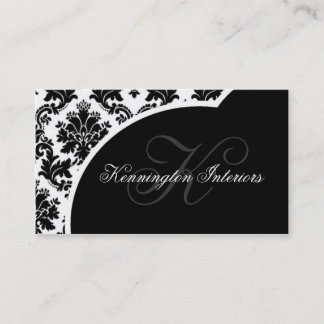 Black and White Damask Business Cards