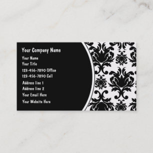 Black And White Damask Business Cards