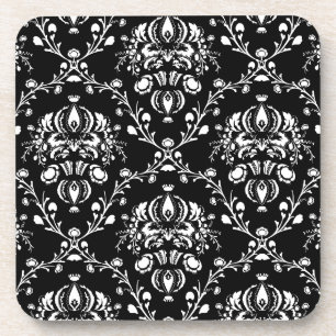 Black and White Damask Coaster