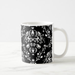 Black and White Damask Coffee Mug