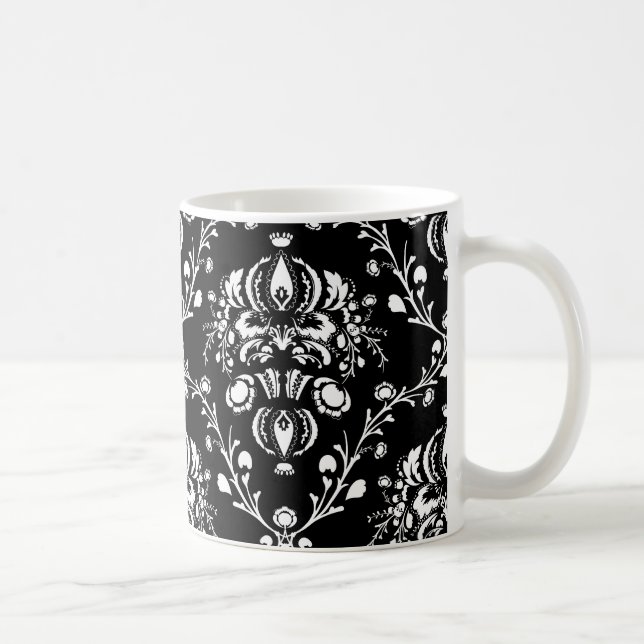 Black and White Damask Coffee Mug (Right)