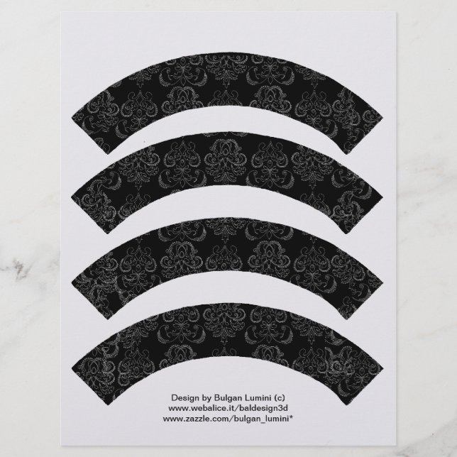 BLACK AND WHITE DAMASK CUPCAKE LINER CUTOUT linen (Front)