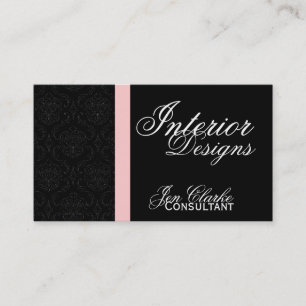 Black and White Damask Elegant Business Card