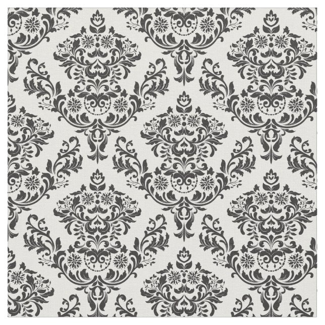 Black and White Damask Fabric (Close Up)