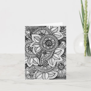 Black and White Damask Indian Mandala Thank You