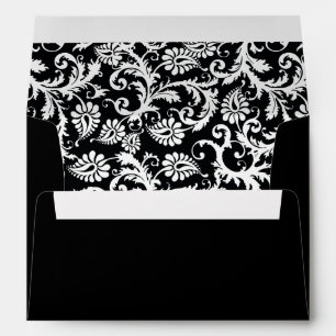 Black and White Damask Inside Wedding Envelope