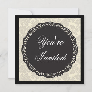 Black and White Damask Invitation