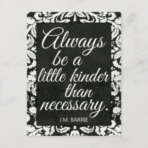 Black and White Damask Kindness Postcard
