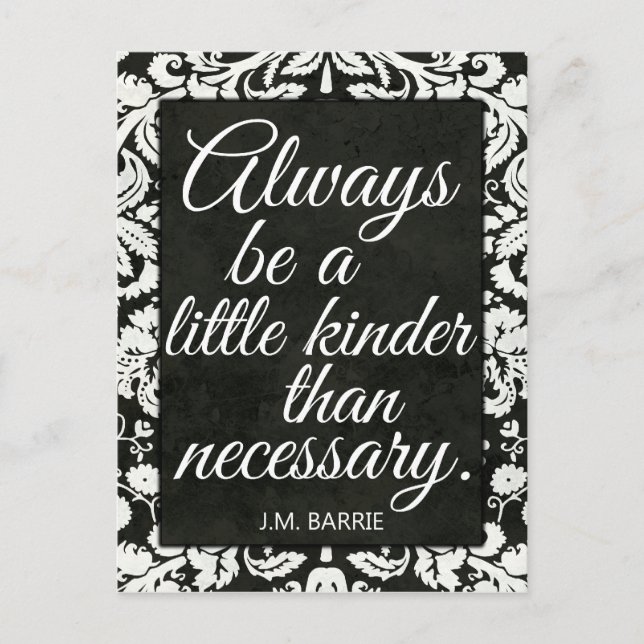 Black and White Damask Kindness Postcard (Front)