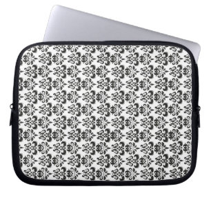 Black and white damask laptop sleeve