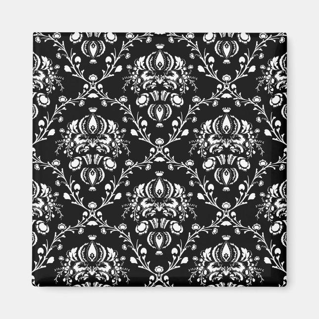Black and White Damask Magnet (Front)