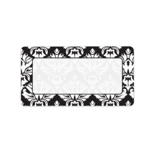 Black And White Damask Mailing Lables Label